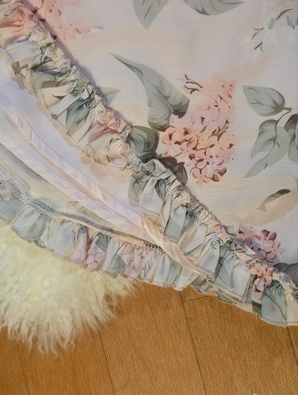 Romantic Blush Pink Floral Cutout Ruffle Mini Dress With Open Back Tide Size M - Picture 9 of 9